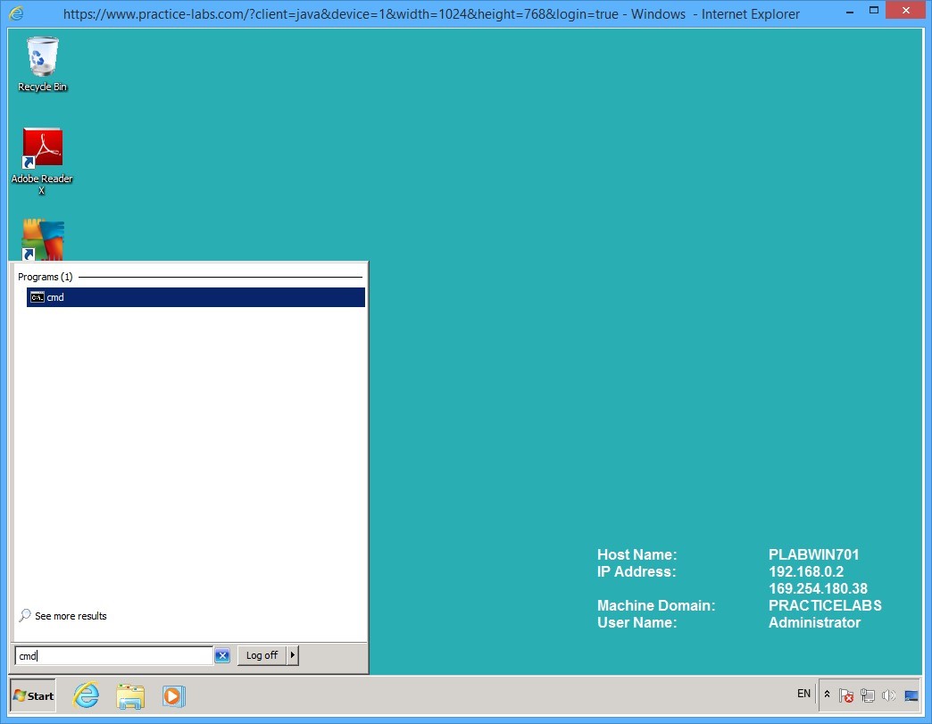 Practice Labs screenshot.